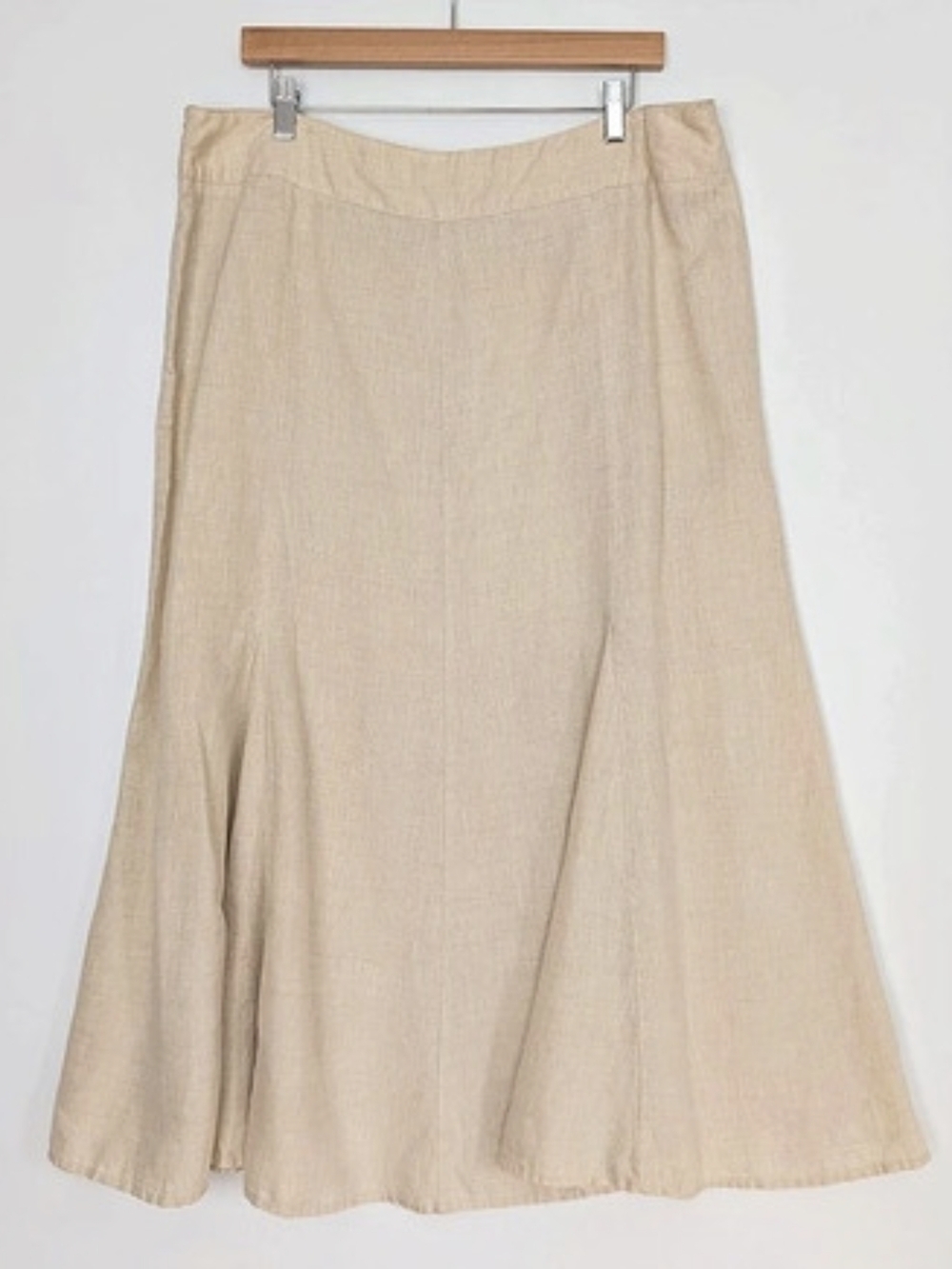 JM Collection Linen Maxi Skirt Beige - 16